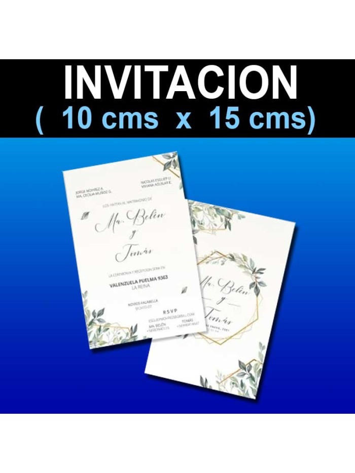 Invitación 10x15 cms