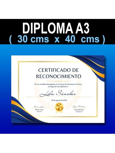 DIPLOMA EN PAPEL FOTOGRAFICO 30 X 40 CMS