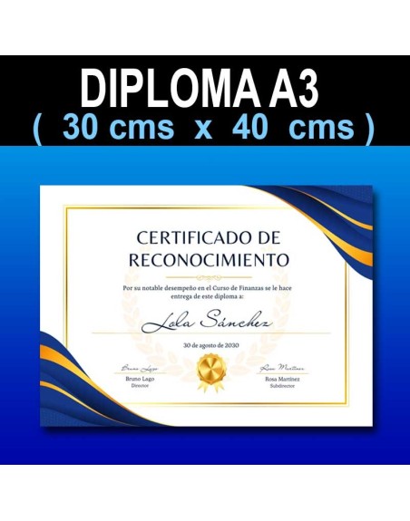 DIPLOMA EN PAPEL FOTOGRAFICO 30 X 40 CMS
