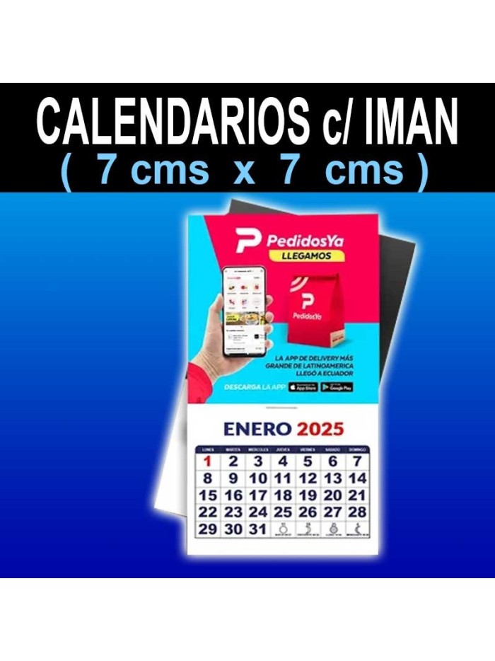 Calendarios 7x7 cms c/iman (100u.)