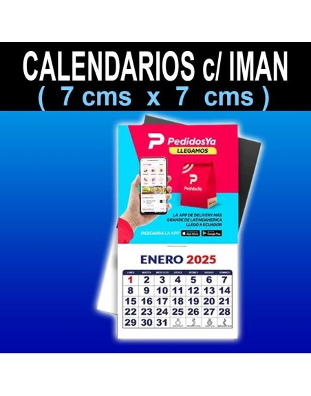 Calendarios 7x7 cms c/iman (100u.)